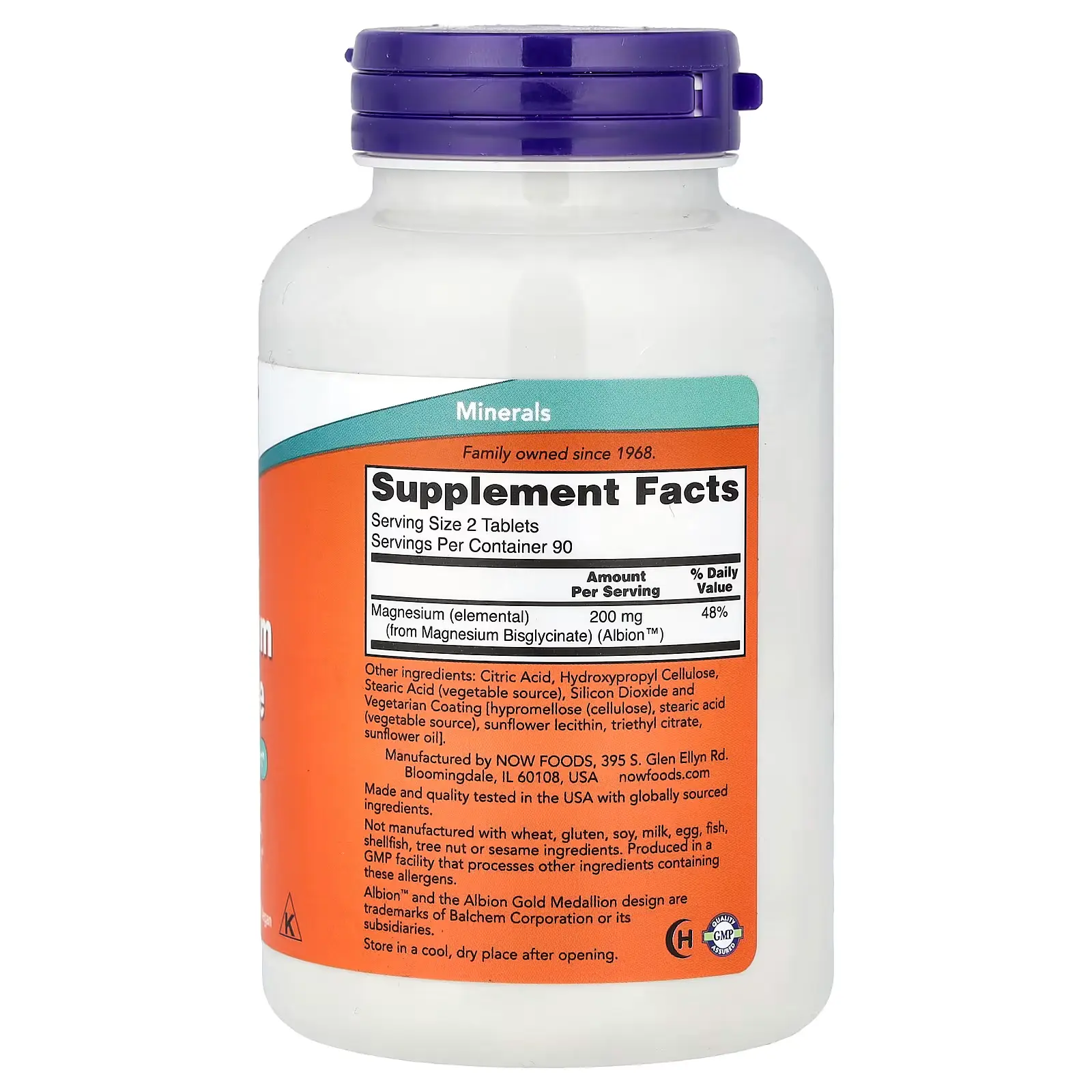 NOW Foods, Glycinate de magnésium, 180 comprimés (100 mg pièce)