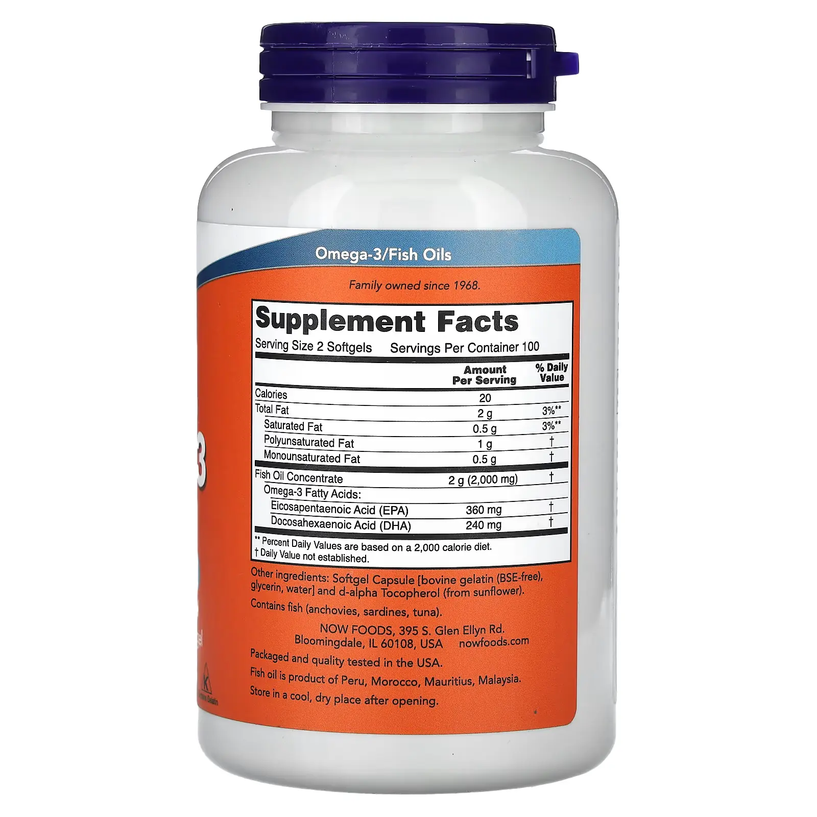 NOW Foods, Huile de poisson riche en oméga-3, 200 capsules à enveloppe molle