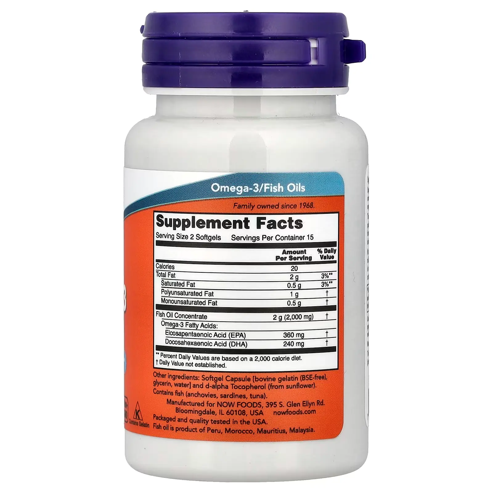 NOW Foods, Huile de poisson riche en oméga-3, 30 capsules à enveloppe molle (1 g pièce)