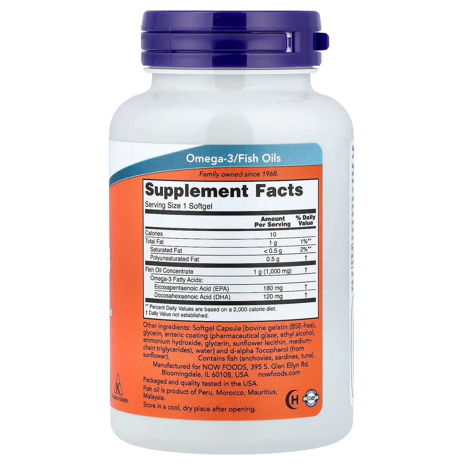 NOW Foods, Huile de poisson riche en oméga-3, 90 capsules à enveloppe molle