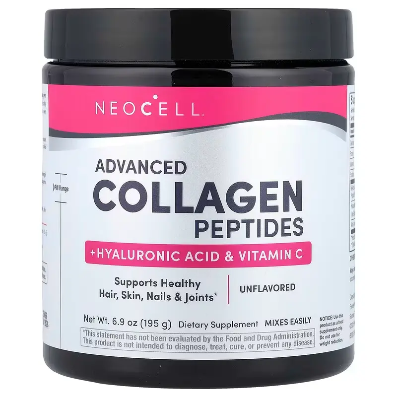 NeoCell, Peptides de collagène avancés avec acide hyaluronique et vitamine C, Non aromatisés, 195 g