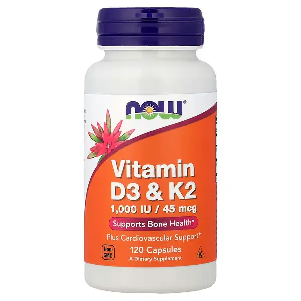 NOW Foods, Vitamines D3 et K2, 120 capsules