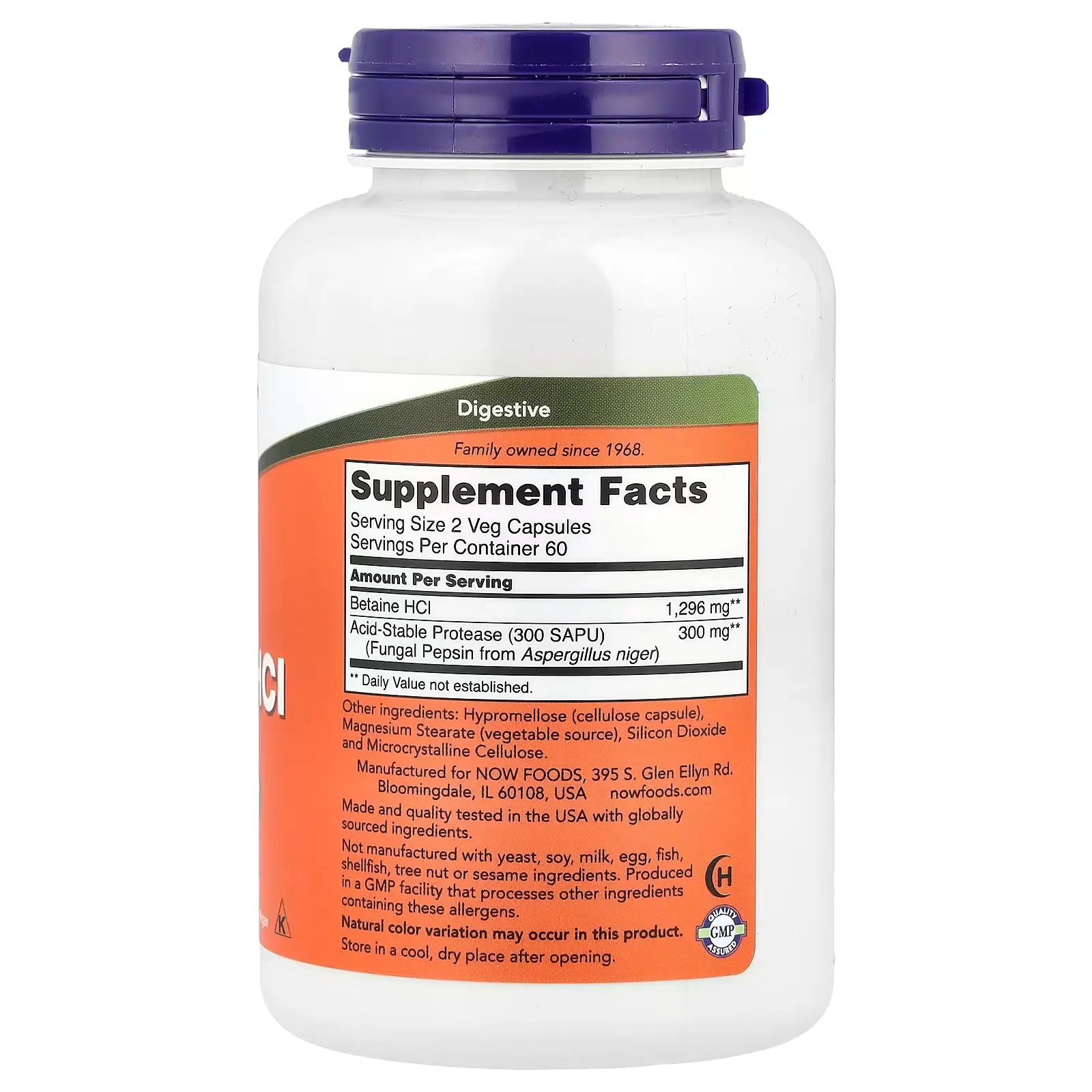 NOW Foods, Chlorhydrate de bétaïne, 120 capsules végétales