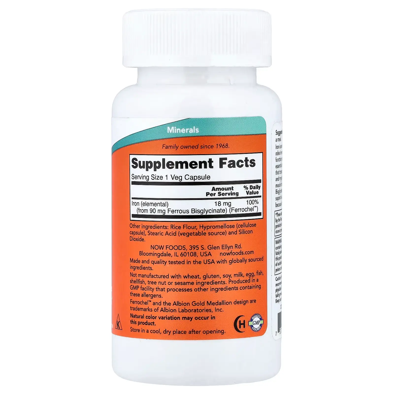 NOW Foods, Fer, 18 mg, 120 gélules végétales
