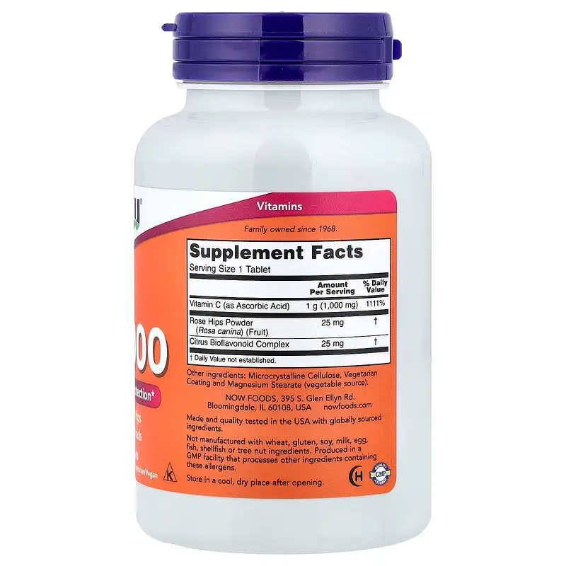 NOW Foods, C-1000, À l'églantier et aux bioflavonoïdes, 100 comprimés