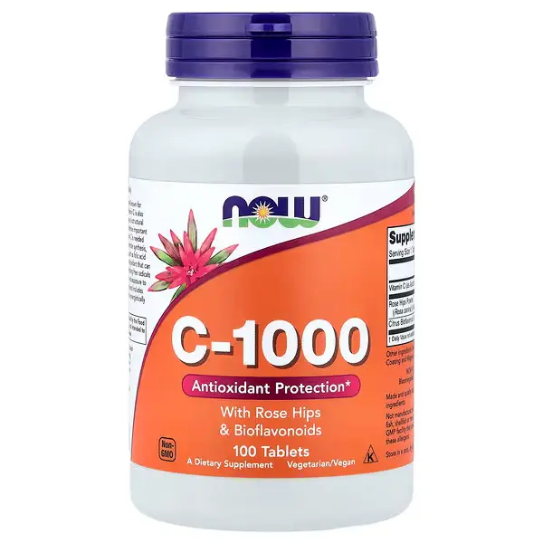 NOW Foods, C-1000, À l'églantier et aux bioflavonoïdes, 100 comprimés — Marovibe